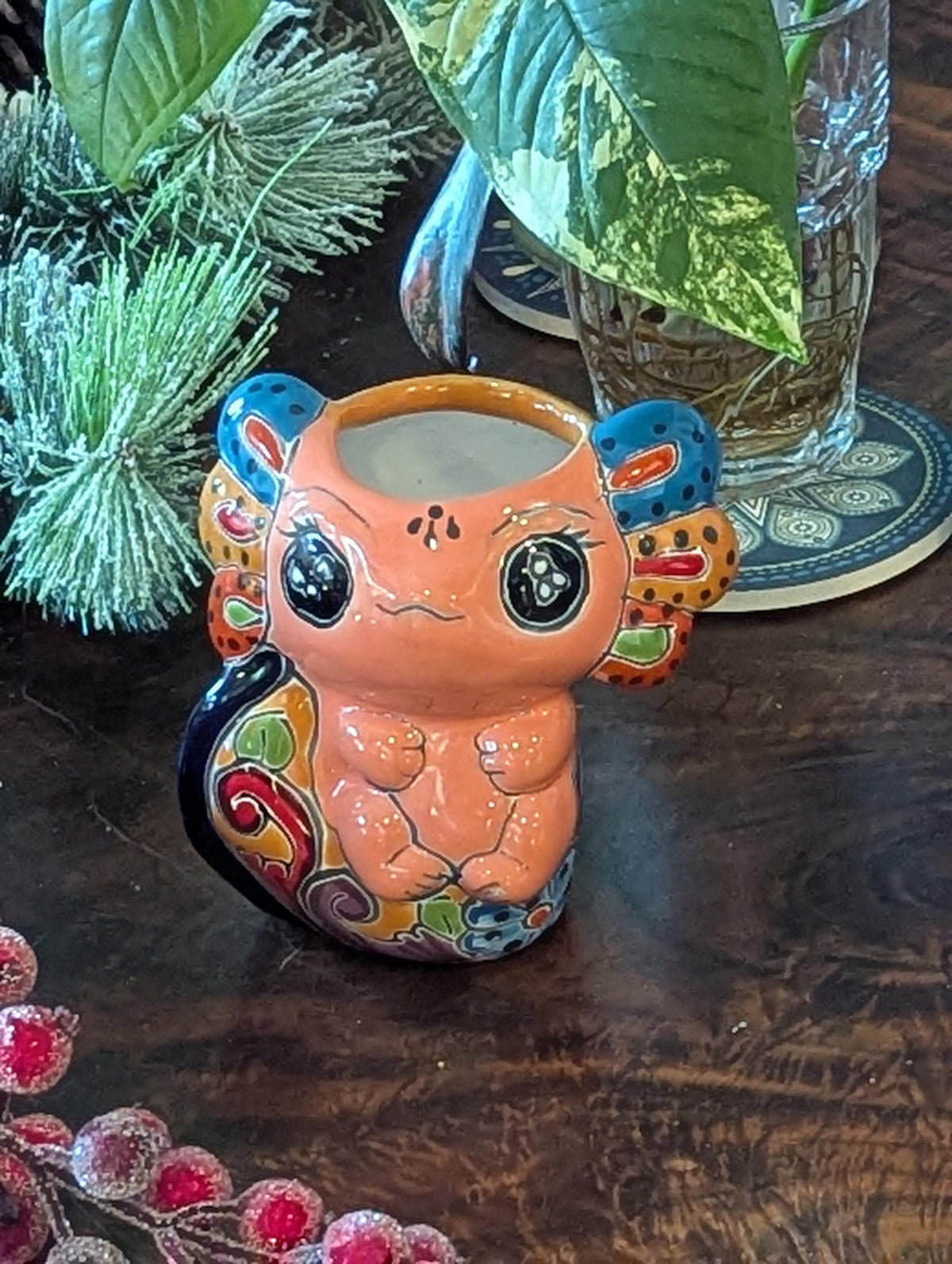 Axolotl Salamander Home Decor | Cute Ceramic Planter for Indoor Decor or Garden Decoration, Talavera Planter Pot is Handmade Mexican Pottery