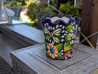 Butterfly Flower Pot | Garden Decor & Yard Art, Ceramic Talavera Planter, Handmade Mexican Pottery, Eye-catching Wavy Decor, Indoor Planter