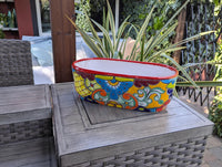 Oval Planter Talavera Pottery, Indoor or Outdoor Flower Pot, Ceramic Mexican Art as Housewarming Gift