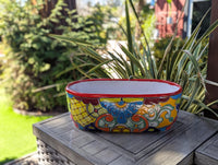 Oval Planter Talavera Pottery, Indoor or Outdoor Flower Pot, Ceramic Mexican Art as Housewarming Gift