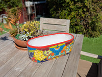 Oval Planter Talavera Pottery, Indoor or Outdoor Flower Pot, Ceramic Mexican Art as Housewarming Gift