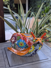 Talavera Snail Planter, Ceramic Mexican Planter Pot for Indoor Home Decor or Outdoor Garden Decor is also Exquisite Hand Painted Yard Art