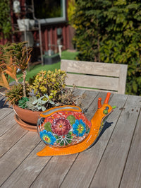 Talavera Snail Planter, Ceramic Mexican Planter Pot for Indoor Home Decor or Outdoor Garden Decor is also Exquisite Hand Painted Yard Art