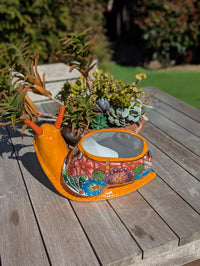 Talavera Snail Planter, Ceramic Mexican Planter Pot for Indoor Home Decor or Outdoor Garden Decor is also Exquisite Hand Painted Yard Art