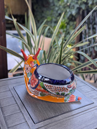 Talavera Snail Planter, Ceramic Mexican Planter Pot for Indoor Home Decor or Outdoor Garden Decor is also Exquisite Hand Painted Yard Art