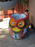 Gorgeous 14" Owl Flower Pot, Ceramic Planter is Handmade Talavera Pottery for Outdoor Garden Decor, Unique Housewarming Gift
