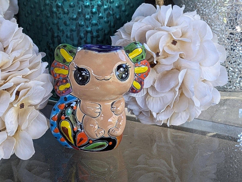 Axolotl Salamander Home Decor | Cute Ceramic Planter for Indoor Decor or Garden Decoration, Talavera Planter Pot is Handmade Mexican Pottery