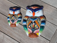 Sleeping Owls Wall Decor | Handmade Mexican Art & Ceramic Talavera Owls Hails from Oaxaca, Mexico and Features 2 Mother Daughter Owls