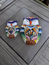 Sleeping Owls Wall Decor | Handmade Mexican Art & Ceramic Talavera Owls Hails from Oaxaca, Mexico and Features 2 Mother Daughter Owls