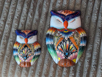 Sleeping Owls Wall Decor | Handmade Mexican Art & Ceramic Talavera Owls Hails from Oaxaca, Mexico and Features 2 Mother Daughter Owls