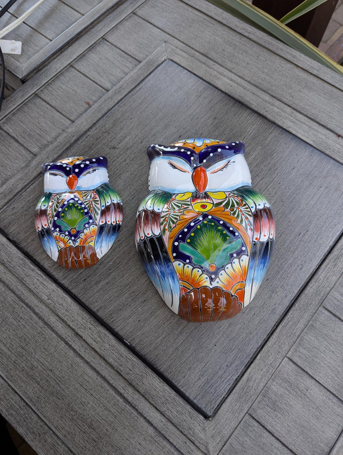 Sleeping Owls Wall Decor | Handmade Mexican Art & Ceramic Talavera Owls Hails from Oaxaca, Mexico and Features 2 Mother Daughter Owls