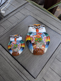 Sleeping Owls Wall Decor | Handmade Mexican Art & Ceramic Talavera Owls Hails from Oaxaca, Mexico and Features 2 Mother Daughter Owls