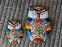Sleeping Owls Wall Decor | Handmade Mexican Art & Ceramic Talavera Owls Hails from Oaxaca, Mexico and Features 2 Mother Daughter Owls