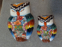 Sleeping Owls Wall Decor | Handmade Mexican Art & Ceramic Talavera Owls Hails from Oaxaca, Mexico and Features 2 Mother Daughter Owls