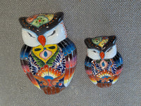 Sleeping Owls Wall Decor | Handmade Mexican Art & Ceramic Talavera Owls Hails from Oaxaca, Mexico and Features 2 Mother Daughter Owls