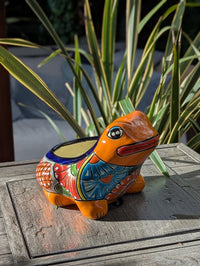 Frog Flower Pot and Ceramic Planter is Talavera Pottery for Indoor Outdoor Use |  Small Mexican Planter Pot
