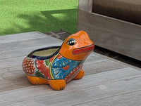 Frog Flower Pot and Ceramic Planter is Talavera Pottery for Indoor Outdoor Use |  Small Mexican Planter Pot