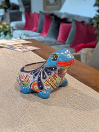 Frog Flower Pot and Ceramic Planter is Handmade Talavera Pottery for Indoor or Outdoor Planter, Small Mexican Planter Pot