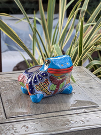 Frog Flower Pot and Ceramic Planter is Handmade Talavera Pottery for Indoor or Outdoor Planter, Small Mexican Planter Pot