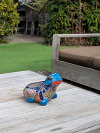 Frog Flower Pot and Ceramic Planter is Handmade Talavera Pottery for Indoor or Outdoor Planter, Small Mexican Planter Pot