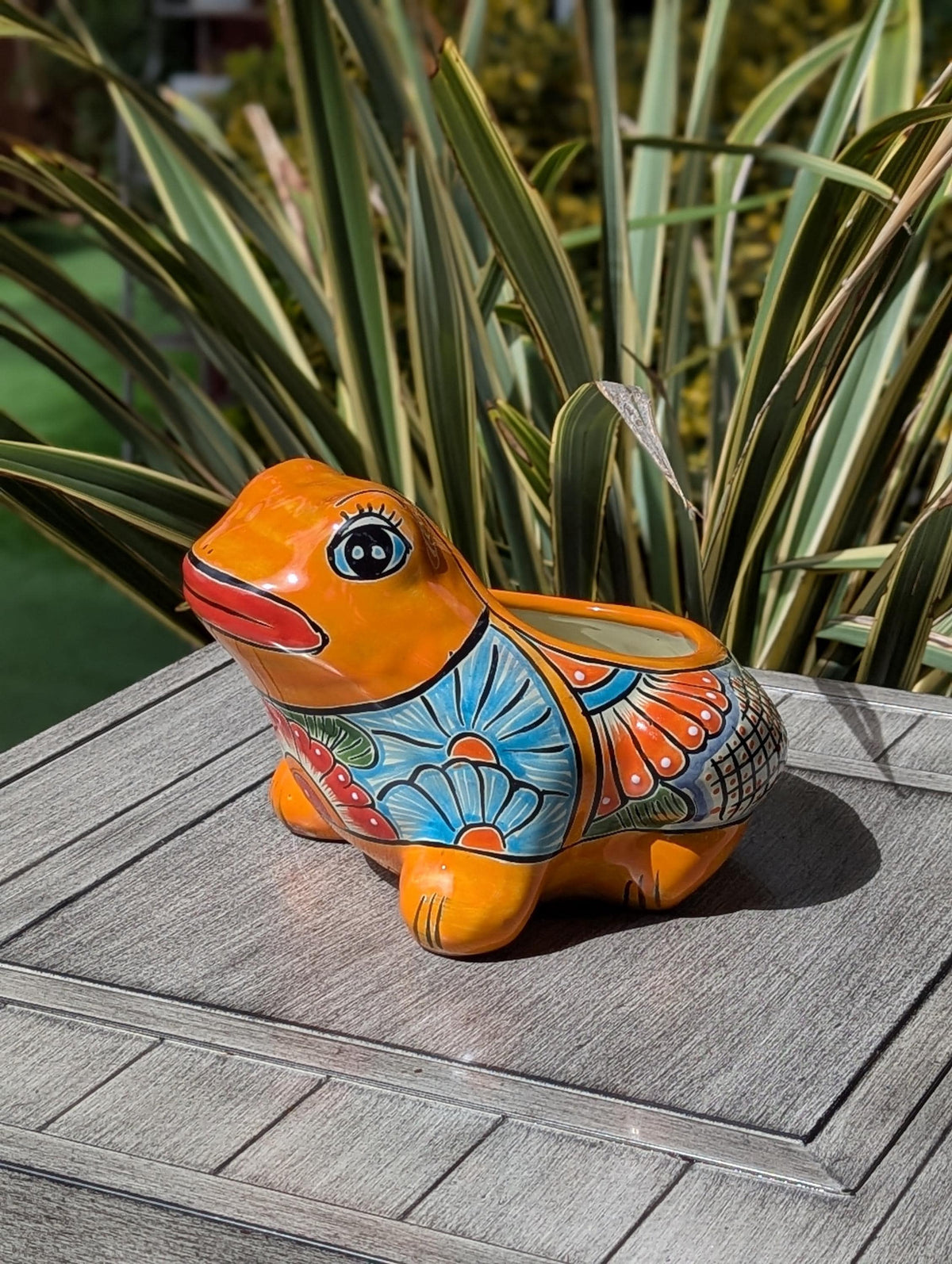 Frog Flower Pot and Ceramic Planter is Handmade Talavera Pottery for Indoor or Outdoor Planter, Small Mexican Planter Pot