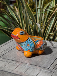 Frog Flower Pot and Ceramic Planter is Handmade Talavera Pottery for Indoor or Outdoor Planter, Small Mexican Planter Pot