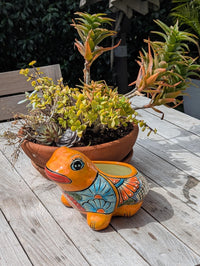 Frog Flower Pot and Ceramic Planter is Handmade Talavera Pottery for Indoor or Outdoor Planter, Small Mexican Planter Pot