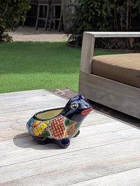 Frog Flower Pot and Ceramic Planter is Handmade Talavera Pottery for Indoor or Outdoor Planter, Small Mexican Planter Pot