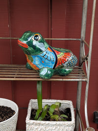 Frog Flower Pot and Ceramic Planter is Handmade Talavera Pottery for Indoor or Outdoor Planter, Small Mexican Planter Pot