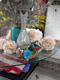 Frog Flower Pot and Ceramic Planter is Handmade Talavera Pottery for Indoor or Outdoor Planter, Small Mexican Planter Pot