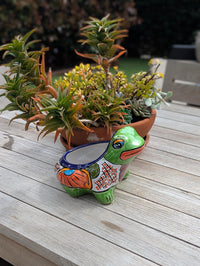 Frog Flower Pot and Ceramic Planter is Handmade Talavera Pottery for Indoor or Outdoor Planter, Small Mexican Planter Pot