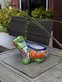 Frog Flower Pot and Ceramic Planter is Handmade Talavera Pottery for Indoor or Outdoor Planter, Small Mexican Planter Pot