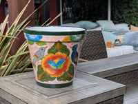 10.5" Round Ceramic Planter is Handmade Mexican Pottery - Use as Outdoor Garden Decor, Indoor Home Decor, Centerpiece