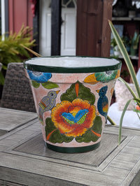 10.5" Round Ceramic Planter is Handmade Mexican Pottery - Use as Outdoor Garden Decor, Indoor Home Decor, Centerpiece