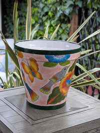 10.5" Round Ceramic Planter is Handmade Mexican Pottery - Use as Outdoor Garden Decor, Indoor Home Decor, Centerpiece