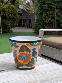 10.5" Round Ceramic Planter is Handmade Mexican Pottery - Use as Outdoor Garden Decor, Indoor Home Decor, Centerpiece