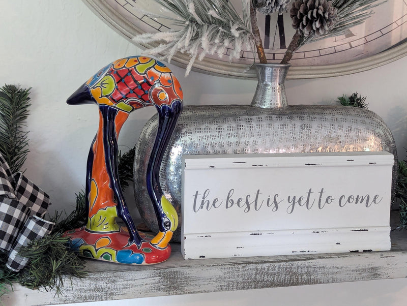 Blue Flamingo Home Decor or Yard Art, Talavera Pottery to use as Home Decor, Porch Decoration or Outdoor Decor