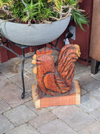 Wooden Rooster Garden Statue Yard Art & Home Decor, Chainsaw Art Carved Wooden Rooster Statue for Outdoor Decoration or Indoor Decor