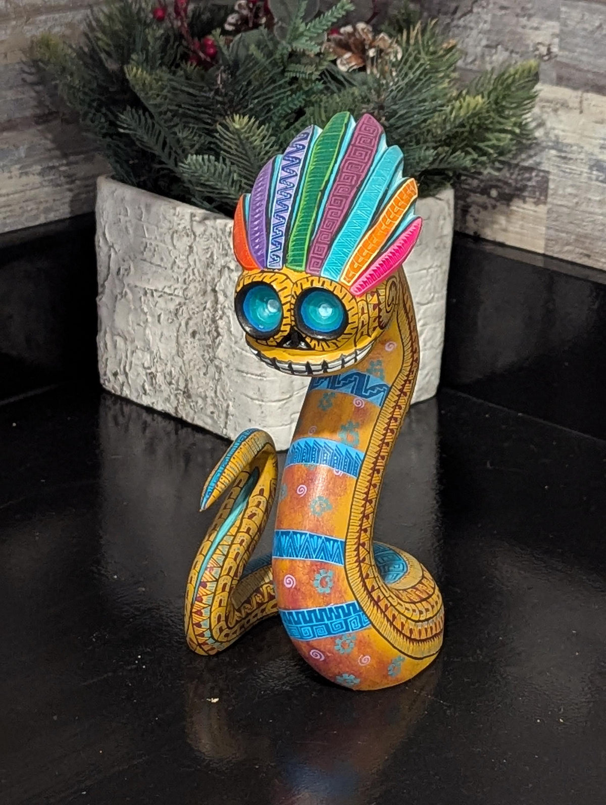Snake Alebrije Fusion Art | Handmade Home Decor, Folk Art Original Wood Sculpture from Oaxaca Mexico,  Unique Carved Animal Snake Statue