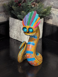 Snake Alebrije Fusion Art | Handmade Home Decor, Folk Art Original Wood Sculpture from Oaxaca Mexico,  Unique Carved Animal Snake Statue