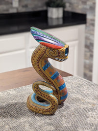 Snake Alebrije Fusion Art | Handmade Home Decor, Folk Art Original Wood Sculpture from Oaxaca Mexico,  Unique Carved Animal Snake Statue