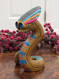 Snake Alebrije Fusion Art | Handmade Home Decor, Folk Art Original Wood Sculpture from Oaxaca Mexico,  Unique Carved Animal Snake Statue