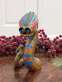 Snake Alebrije Fusion Art | Handmade Home Decor, Folk Art Original Wood Sculpture from Oaxaca Mexico,  Unique Carved Animal Snake Statue