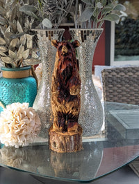 Brown Bear Home Decor & Yard Art | Handmade by Chainsaw in Texas Wooden Statue for Your Kitchen Counter, Home Accent or Yard Art