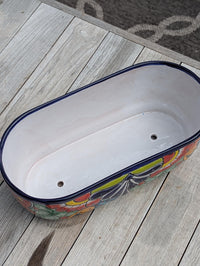 Oval Planter Talavera Pottery, Indoor or Outdoor Flower Pot, Ceramic Mexican Art as Housewarming Gift