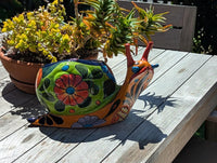 Talavera Snail Planter, Ceramic Mexican Planter Pot for Indoor Home Decor or Outdoor Garden Decor is also Exquisite Hand Painted Yard Art