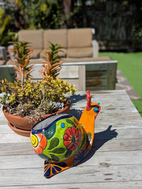 Talavera Snail Planter, Ceramic Mexican Planter Pot for Indoor Home Decor or Outdoor Garden Decor is also Exquisite Hand Painted Yard Art