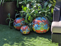 Spheres Garden Decor & Yard Art | Ceramic Talavera Pottery Home Decor, 3 Spheres Handmade in Mexico