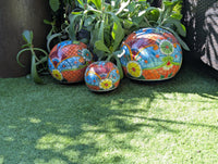Spheres Garden Decor & Yard Art | Ceramic Talavera Pottery Home Decor, 3 Spheres Handmade in Mexico
