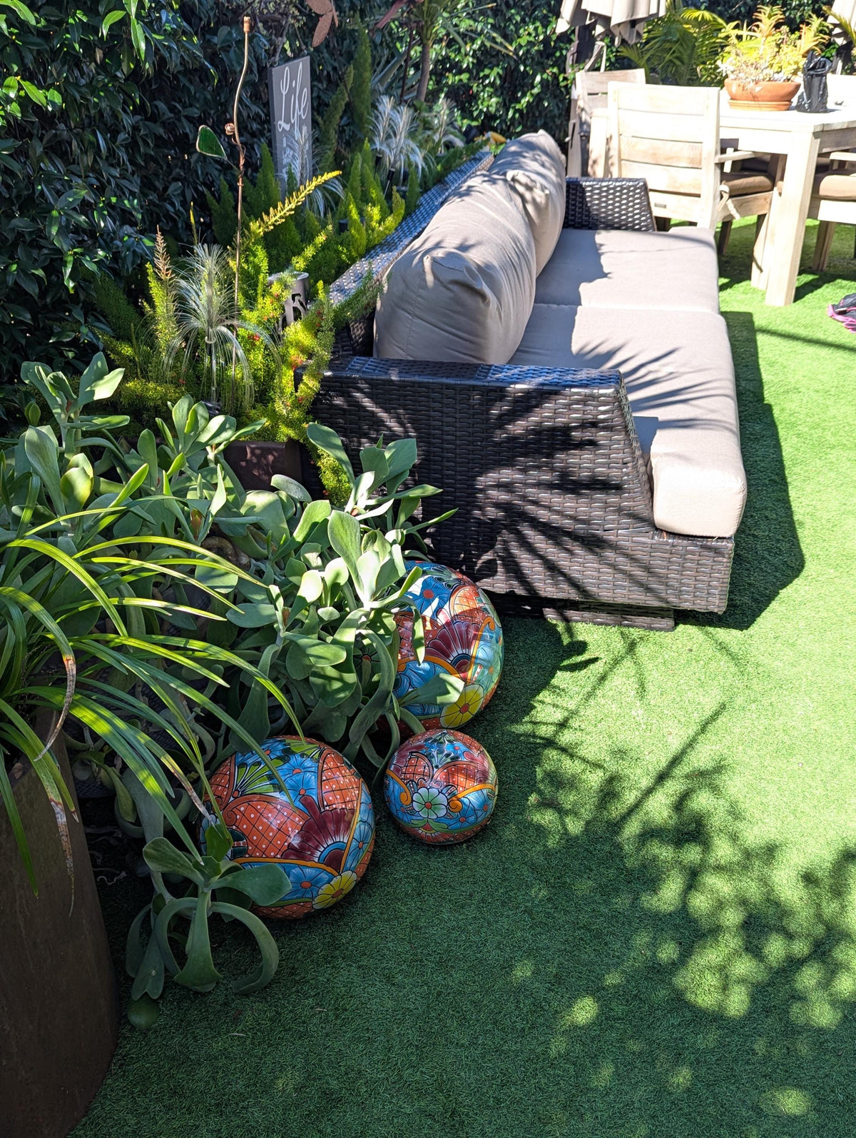 Spheres Garden Decor & Yard Art | Ceramic Talavera Pottery Home Decor, 3 Spheres Handmade in Mexico